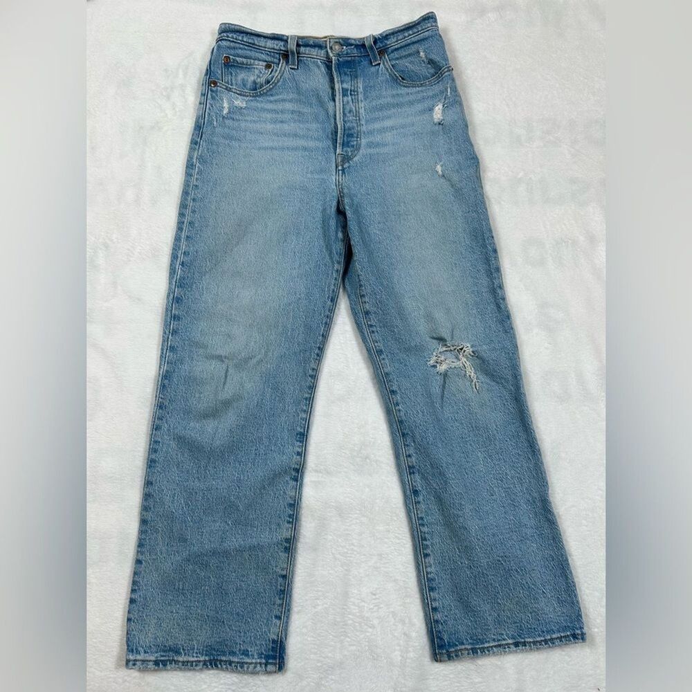 Levi’s Ribcage High Rise Straight Ankle Button Fly Jeans W28 L27 Light Wash